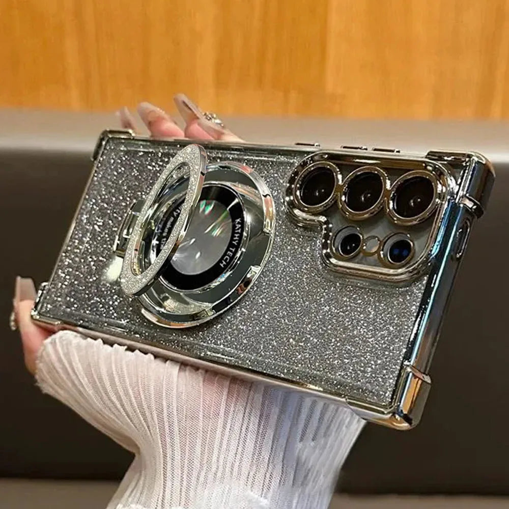 Magnetic Plating Stand Shockproof Glitter Case