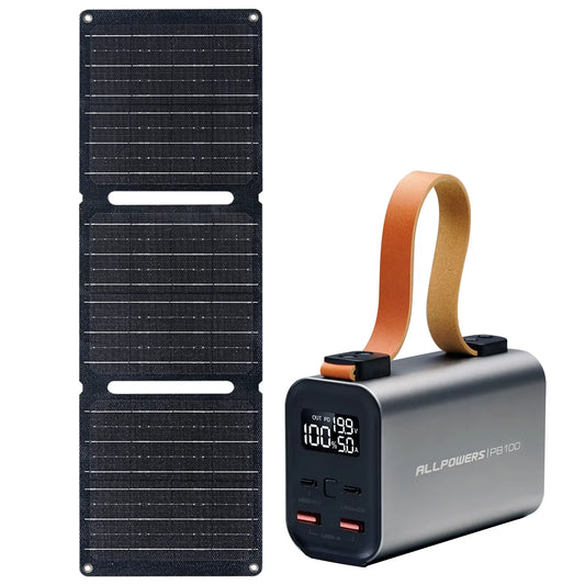 ALLPOWERS PB100 Portable Power Bank 100W Fast Charging & SP001 21W Solar Panel foldable