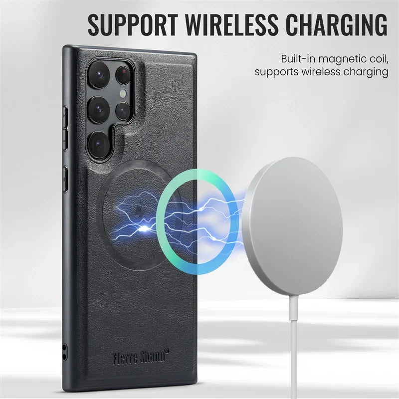 2 In 1 Magsafe Magnetic Leather Flip Phone Case