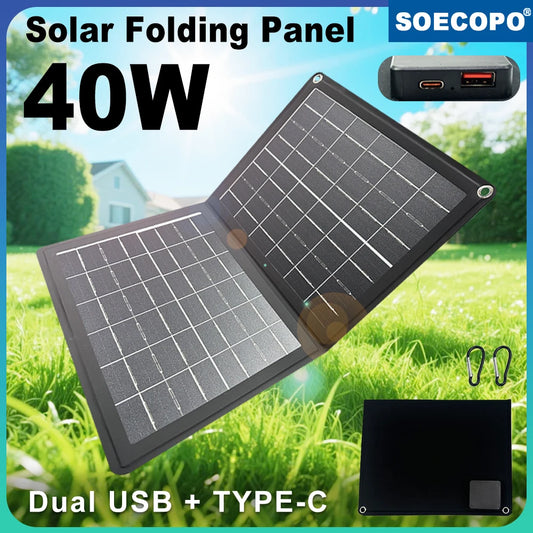 Practical Solar Panel Foldable Power Bank SOECOPO 40W Portable Charge