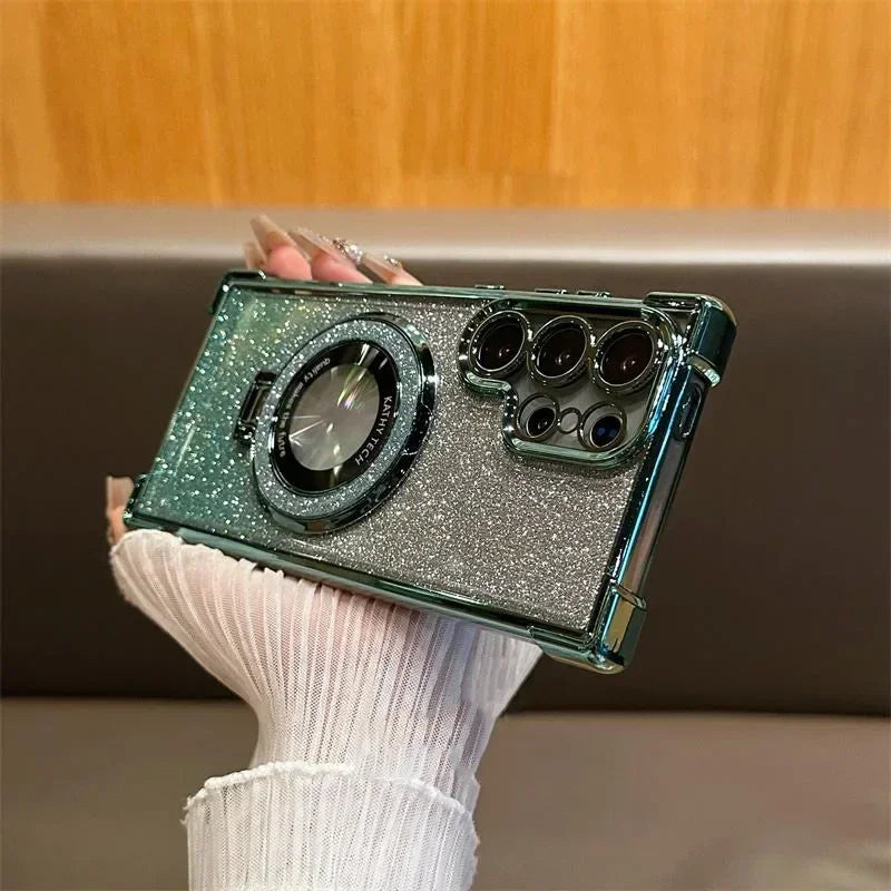 Magnetic Plating Stand Shockproof Glitter Case