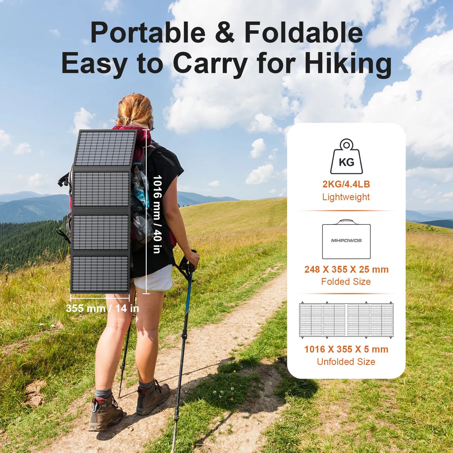 MHPOWOS Solar Battery Charger for Powerbank, 45W / 60W Foldable