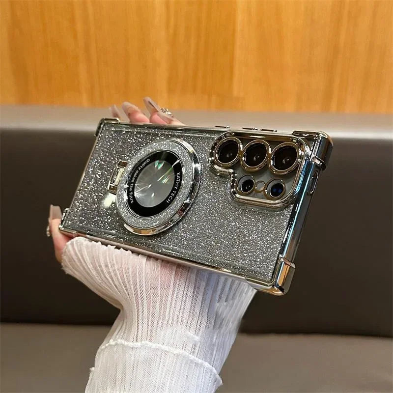 Magnetic Plating Stand Shockproof Glitter Case