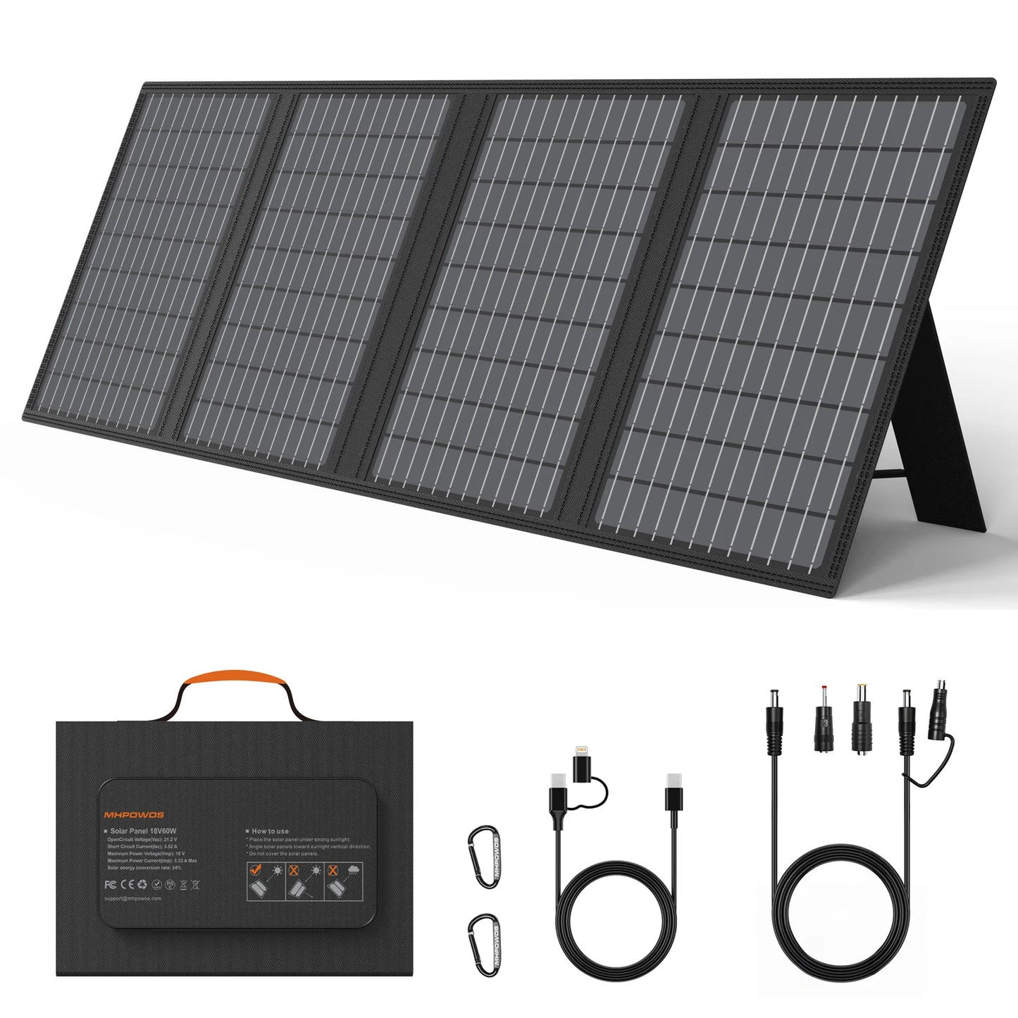 MHPOWOS Solar Battery Charger for Powerbank, 45W / 60W Foldable