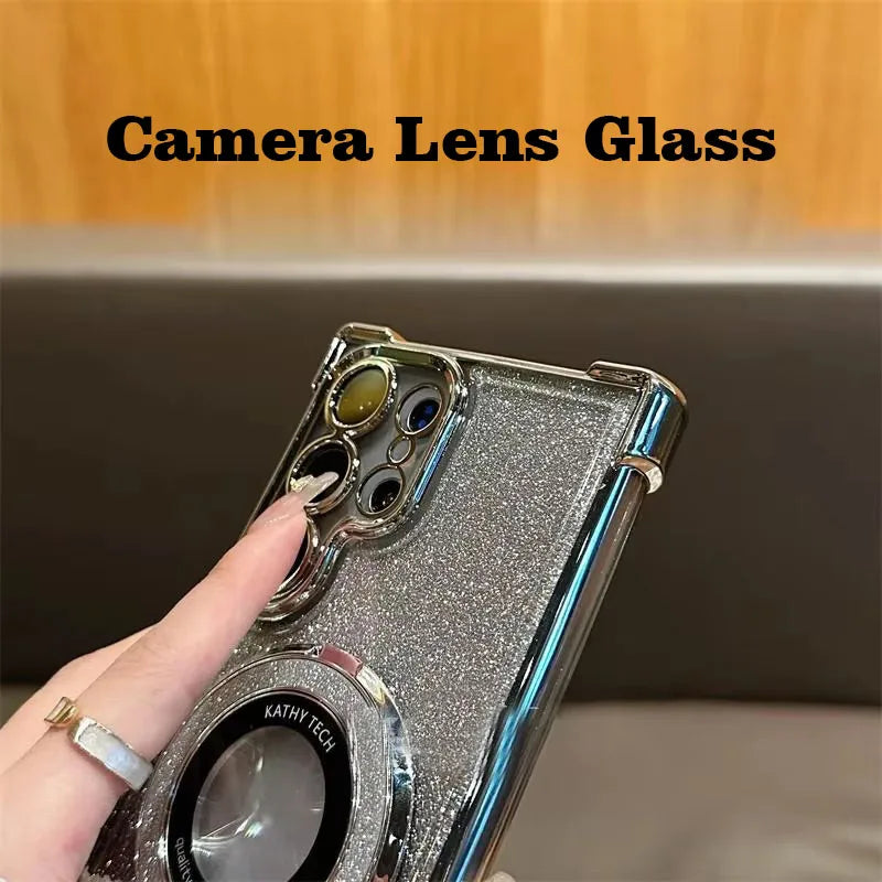 Magnetic Plating Stand Shockproof Glitter Case