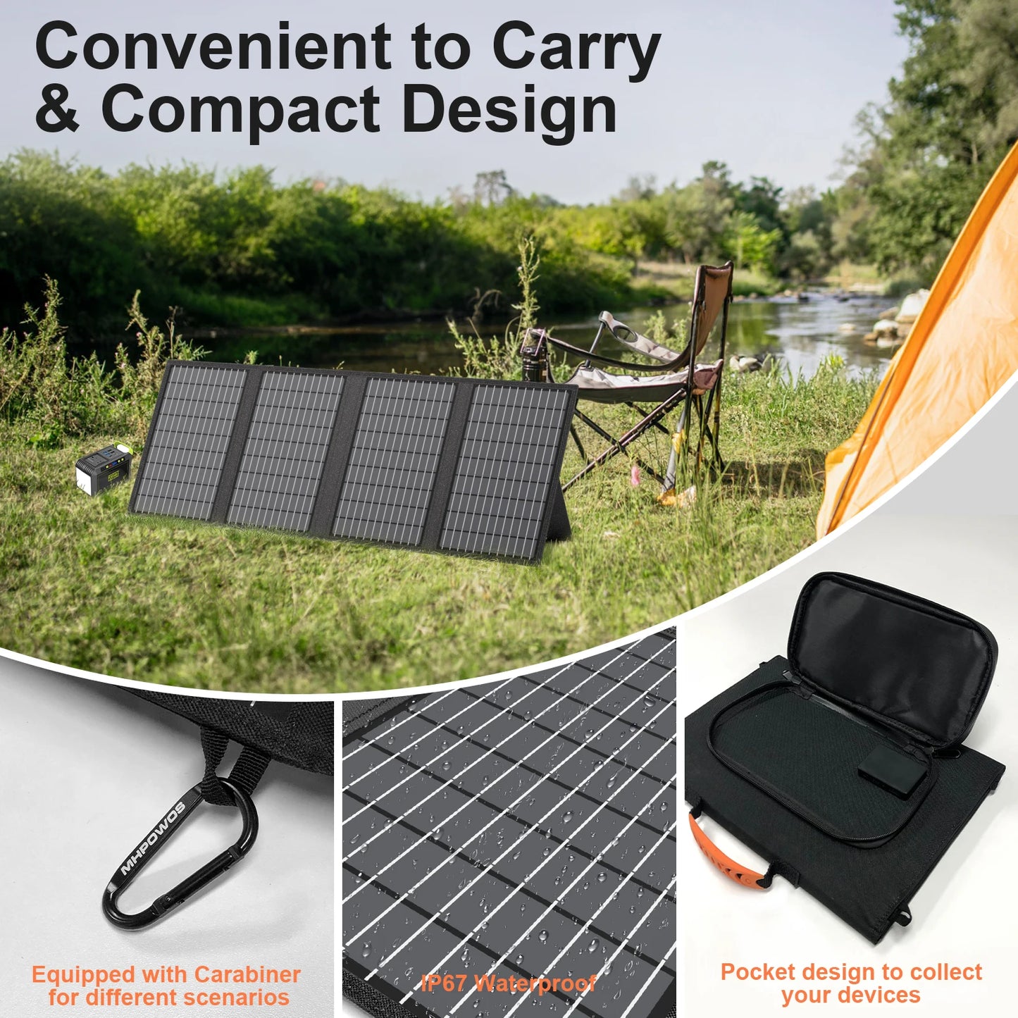 MHPOWOS Solar Battery Charger for Powerbank, 45W / 60W Foldable