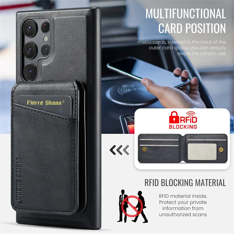 2 In 1 Magsafe Magnetic Leather Flip Phone Case