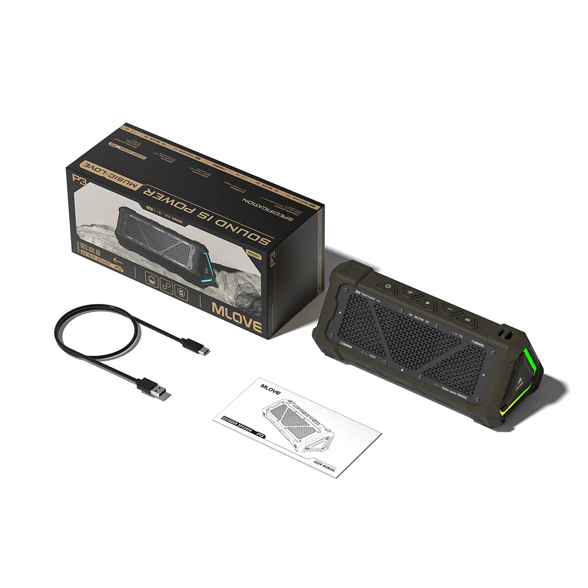 MLOVE P3 Outdoor Bluetooth Speaker, 40W Output Power Bluetooth 5.3 Speaker