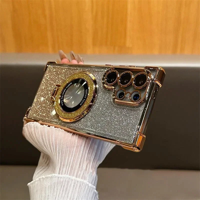 Magnetic Plating Stand Shockproof Glitter Case