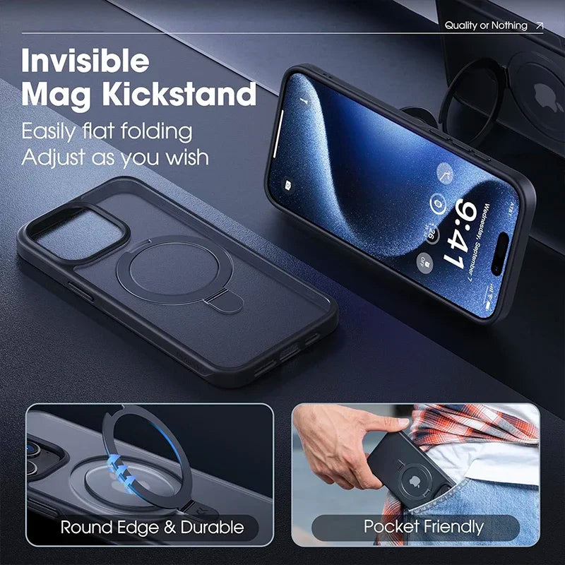 Matte Phone Case with Magnetic Ring Stand