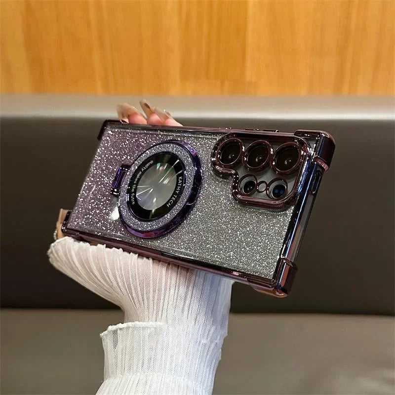 Magnetic Plating Stand Shockproof Glitter Case
