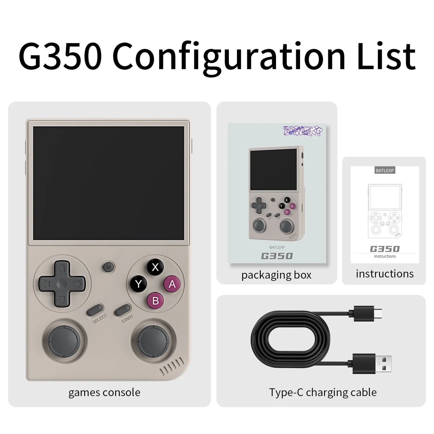 AMPOWN G350 Handheld Game Players Portable Game Console 3.5 Inch IPS Retro Video Game Consolas 3200mAh