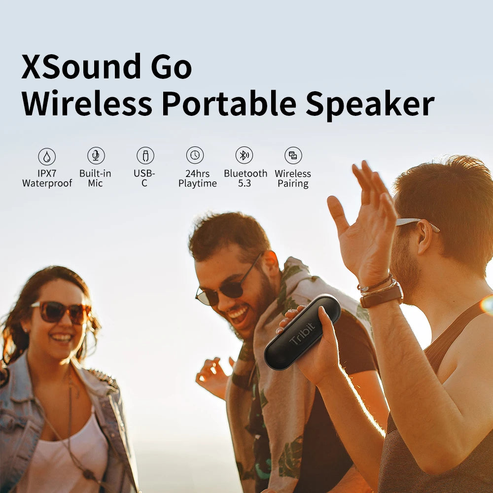 Tribit XSound Go Portable Bluetooth Speaker IPX7 Waterproof Better Bass 24-Hour Playtime