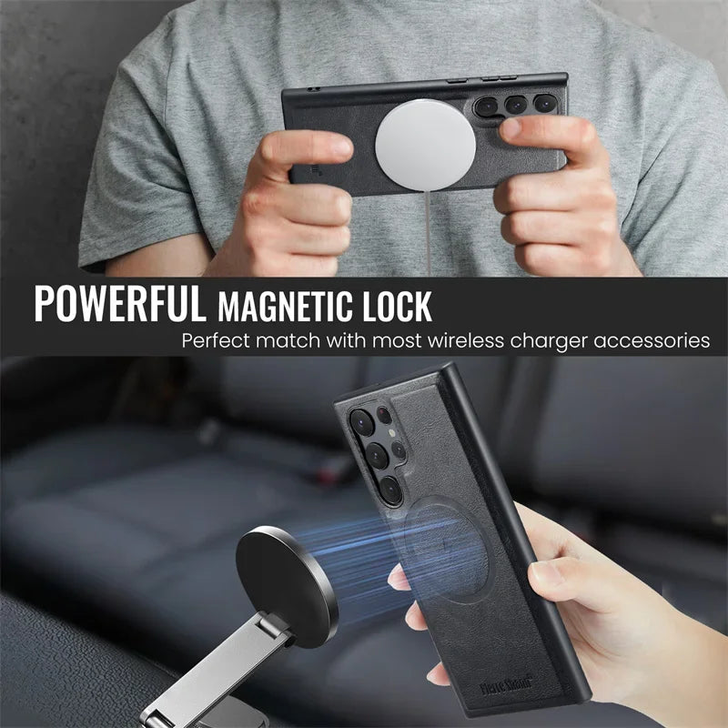 2 In 1 Magsafe Magnetic Leather Flip Phone Case