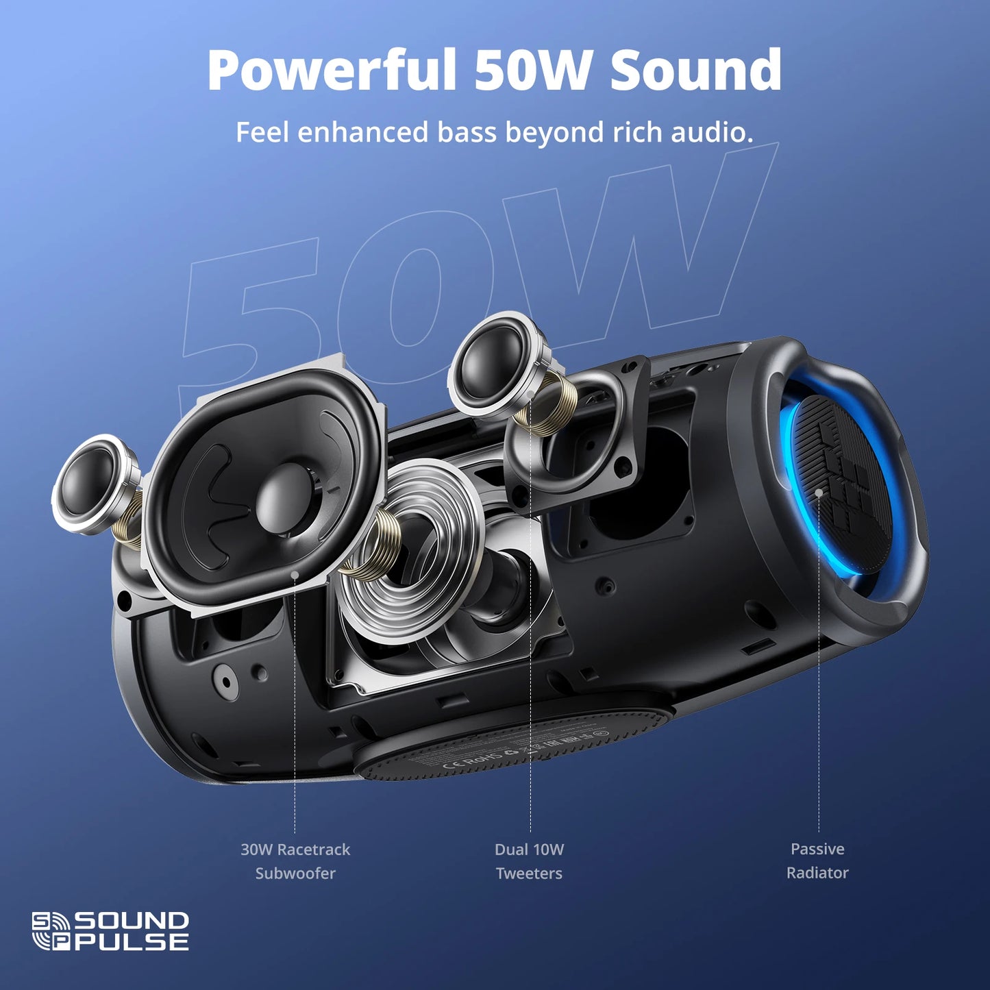 Tronsmart Mirtune S100 Speaker Bluetooth Powerful Speaker with 50W, IPX7 Waterproof,