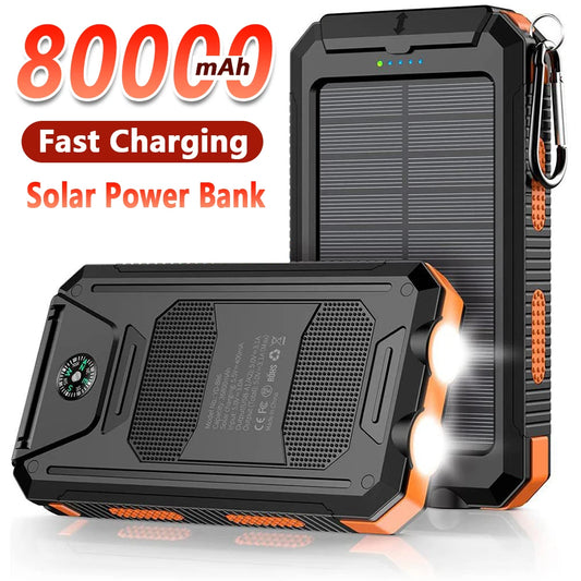 Solar Power Bank 80000mAh Portable Charging Poverbank