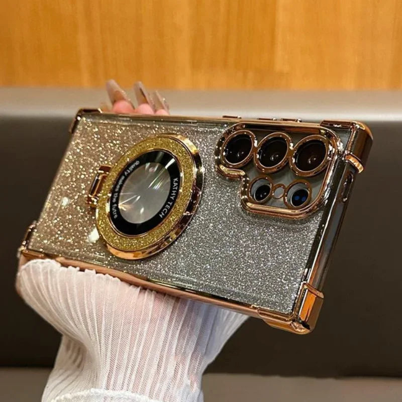 Magnetic Plating Stand Shockproof Glitter Case