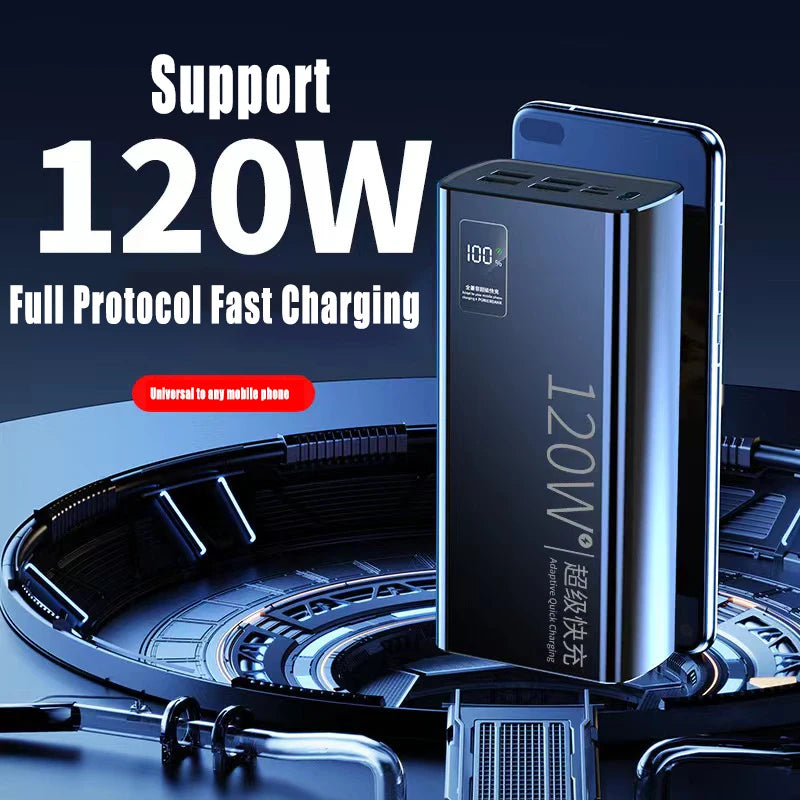 60000mAh High Capacity Power Bank 120W Fast Charging Powerbank Portable Battery