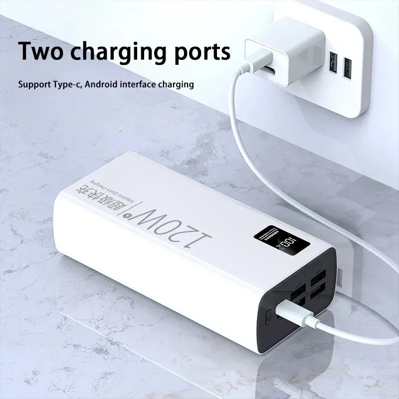 60000mAh High Capacity Power Bank 120W Fast Charging Powerbank Portable Battery