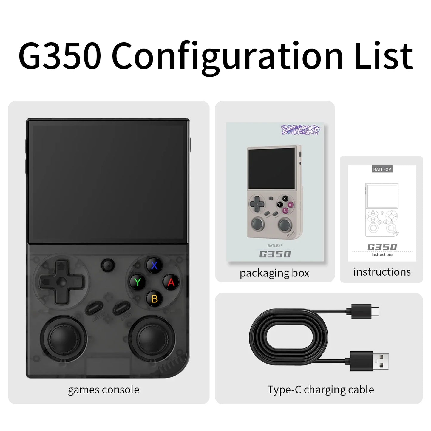 AMPOWN G350 Handheld Game Players Portable Game Console 3.5 Inch IPS Retro Video Game Consolas 3200mAh