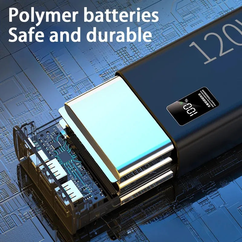 60000mAh High Capacity Power Bank 120W Fast Charging Powerbank Portable Battery