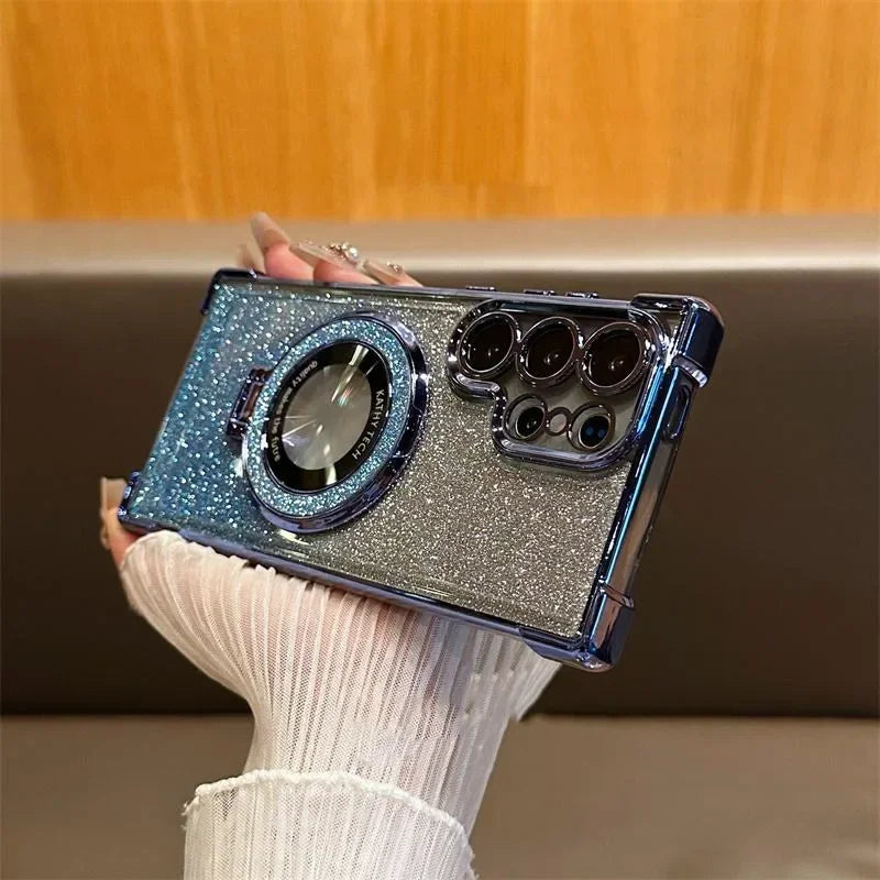 Magnetic Plating Stand Shockproof Glitter Case